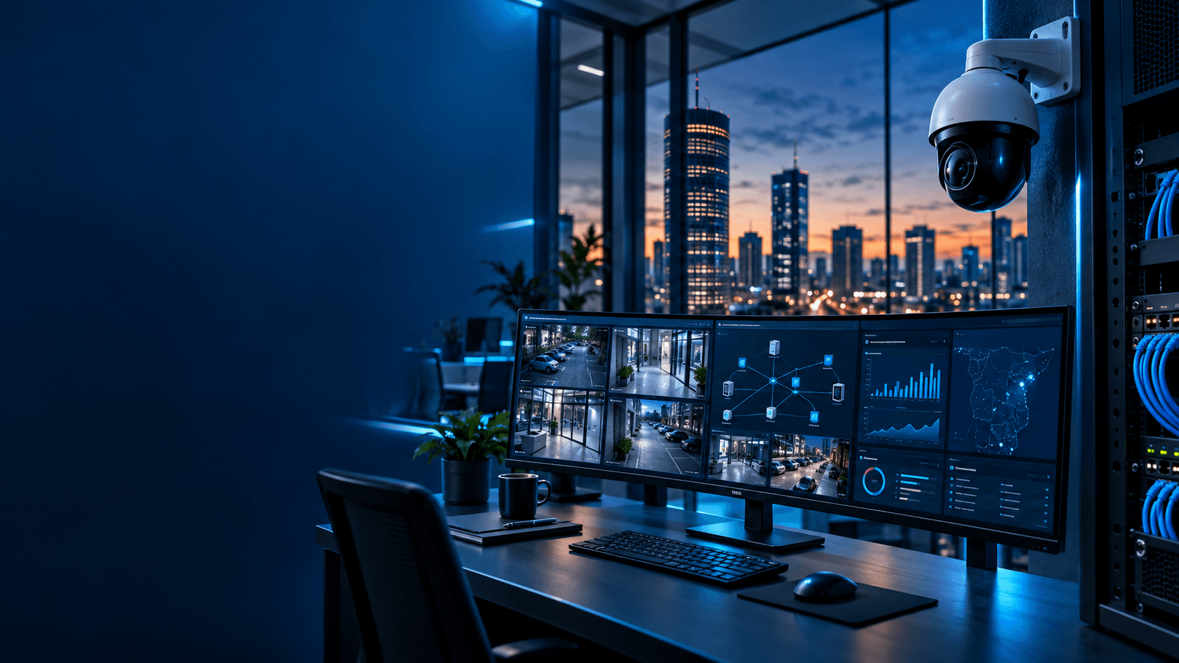 Integrated CCTV monitoring, secure networking and business intelligence systems